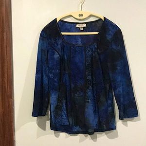 Dress barn blue floral top SZ L